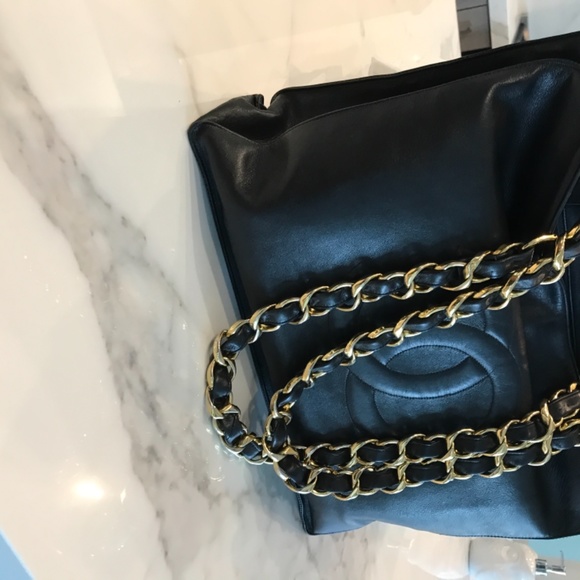 Vintage Chanel CC Logo Chain Shoulder Tote Bag - Picture 11 of 16